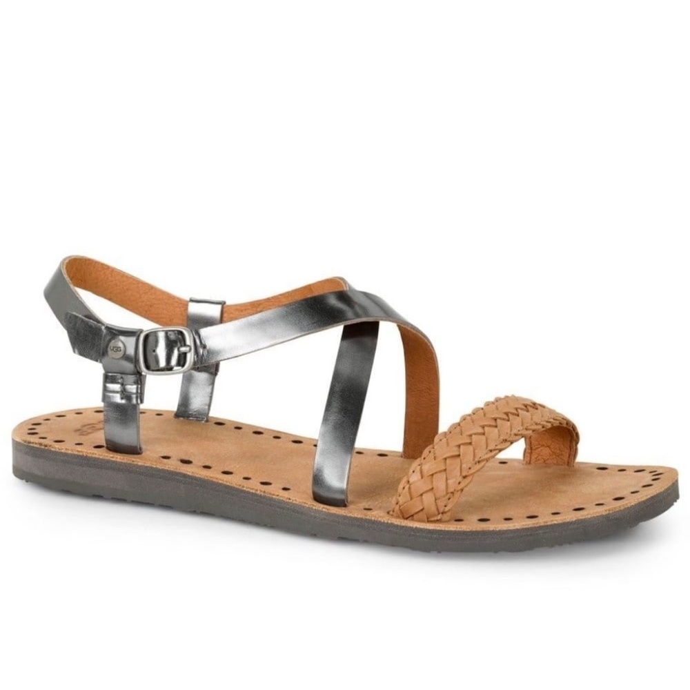 UGG Australia Jordyane Pewter Strap Sandals EUC Size 9